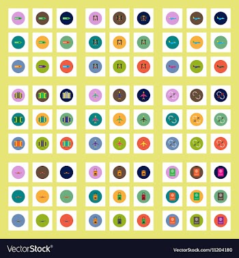 Collection of stylish icons in colorful vector image