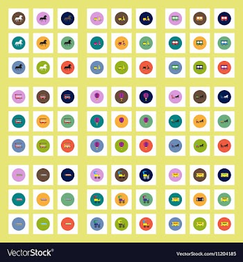Collection of stylish icons in colorful vector image