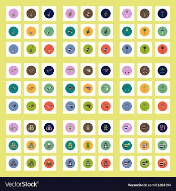 Collection of stylish icons in colorful vector image