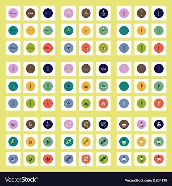 Collection of stylish icons in colorful vector image