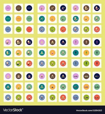 Collection of stylish icons in colorful vector image