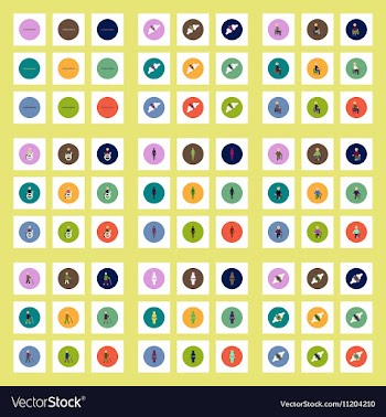 Collection of stylish icons in colorful vector image