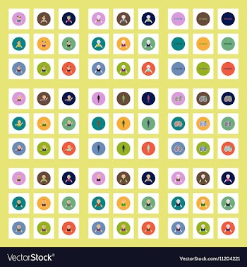 Collection of stylish icons in colorful vector image