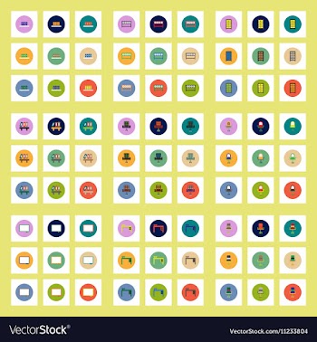 Collection of stylish icons in colorful vector image