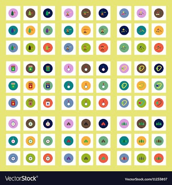Collection of stylish icons in colorful vector image