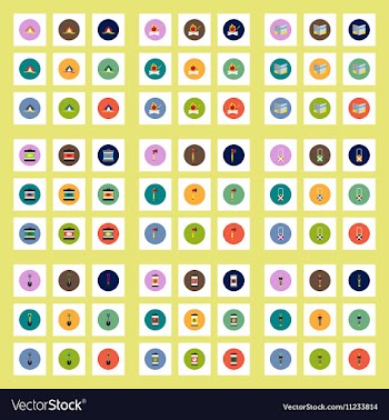 Collection of stylish icons in colorful vector image