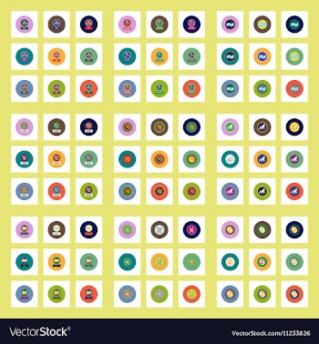Collection of stylish icons in colorful vector image
