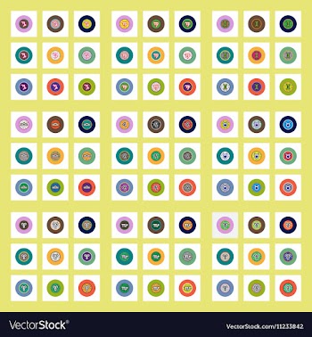 Collection of stylish icons in colorful vector image
