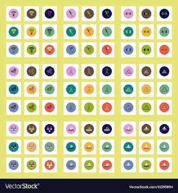 Collection of stylish icons in colorful vector image