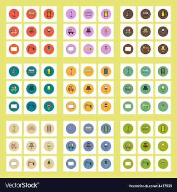 Collection of stylish icons in colorful vector image