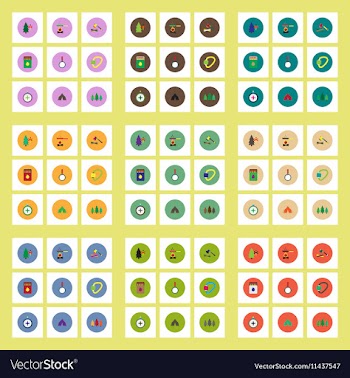 Collection of stylish icons in colorful vector image
