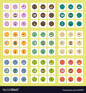 Collection of stylish icons in colorful vector image