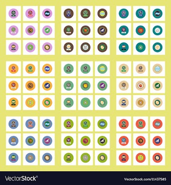 Collection of stylish icons in colorful vector image