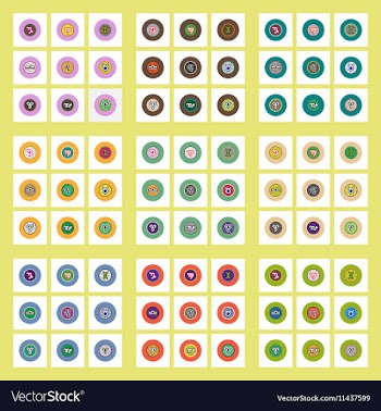 Collection of stylish icons in colorful vector image