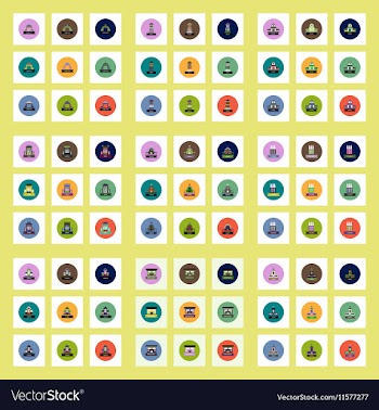 Collection of stylish icons in colorful vector image