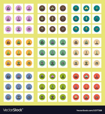 Collection of stylish icons in colorful vector image
