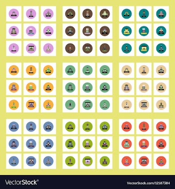 Collection of stylish icons in colorful vector image