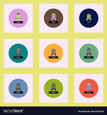 Collection of stylish icons in colorful vector image