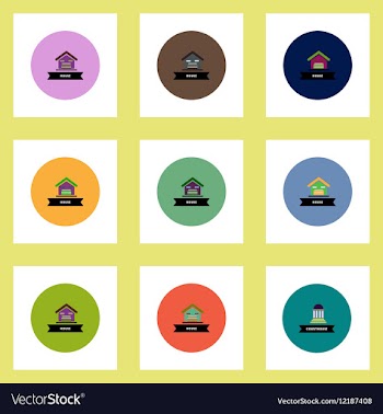 Collection of stylish icons in colorful vector image