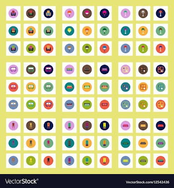 Collection of stylish icons in colorful vector image