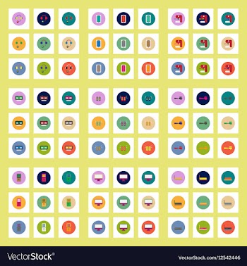 Collection of stylish icons in colorful vector image