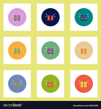 Collection of stylish icons in colorful vector image