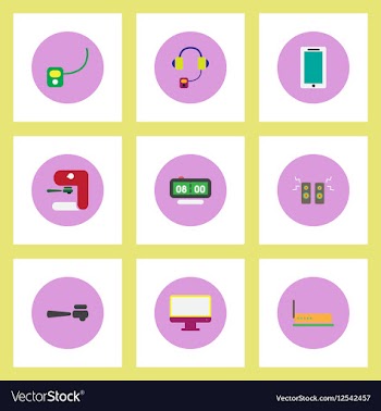 Collection of stylish icons in colorful vector image