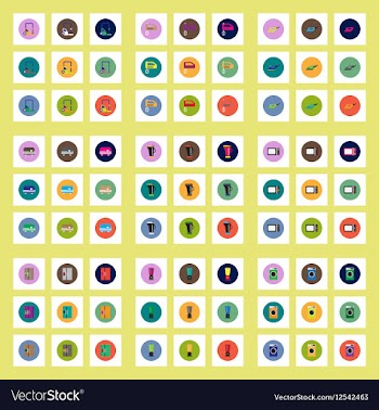 Collection of stylish icons in colorful vector image