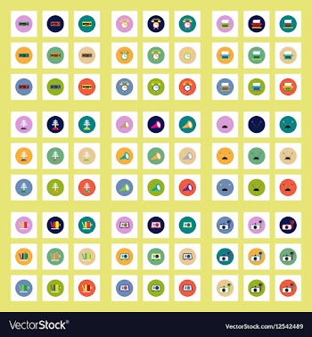 Collection of stylish icons in colorful vector image