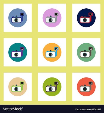Collection of stylish icons in colorful vector image