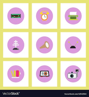 Collection of stylish icons in colorful vector image