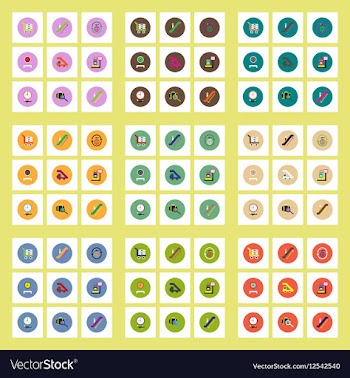 Collection of stylish icons in colorful vector image