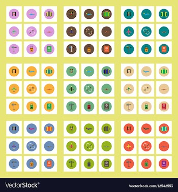 Collection of stylish icons in colorful vector image