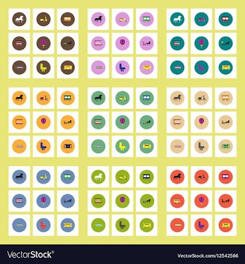 Collection of stylish icons in colorful vector image