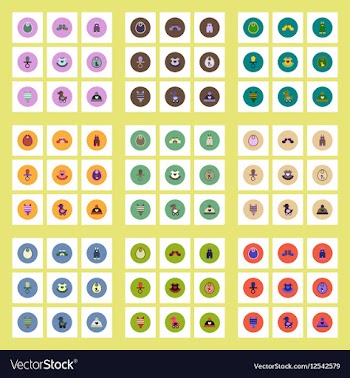 Collection of stylish icons in colorful vector image