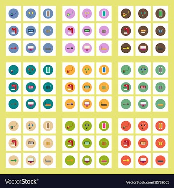 Collection of stylish icons in colorful vector image