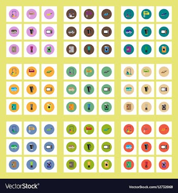Collection of stylish icons in colorful vector image