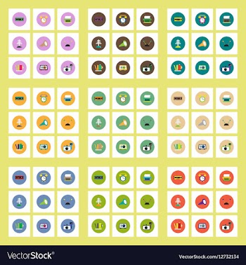Collection of stylish icons in colorful vector image