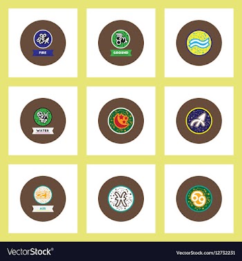 Collection of stylish icons in colorful vector image
