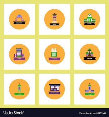 Collection of stylish icons in colorful vector image