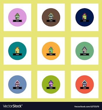 Collection of stylish icons in colorful vector image