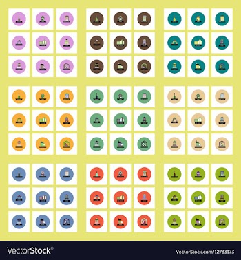 Collection of stylish icons in colorful vector image