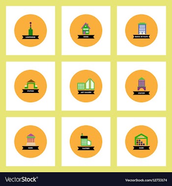 Collection of stylish icons in colorful vector image