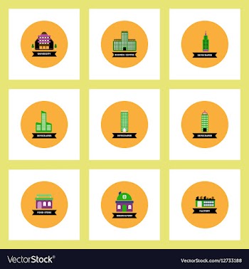 Collection of stylish icons in colorful vector image