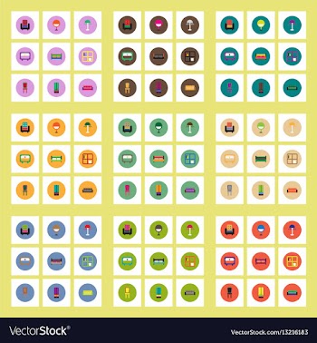 Collection of stylish icons in colorful vector image