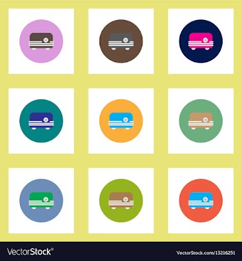 Collection of stylish icons in colorful vector image