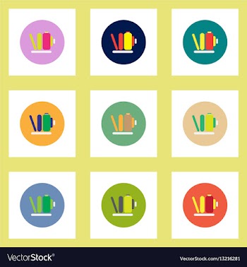 Collection of stylish icons in colorful vector image