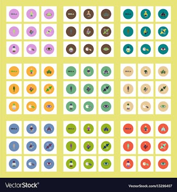 Collection of stylish icons in colorful vector image