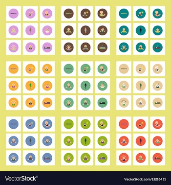 Collection of stylish icons in colorful vector image