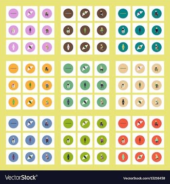 Collection of stylish icons in colorful vector image